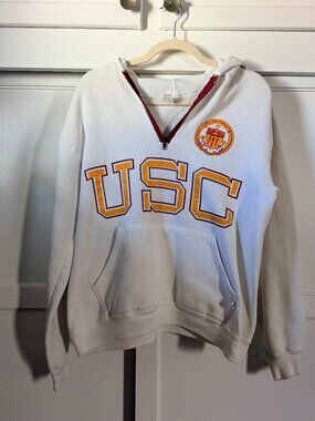 usc trojans vintage quarter zip hoodie white size medium